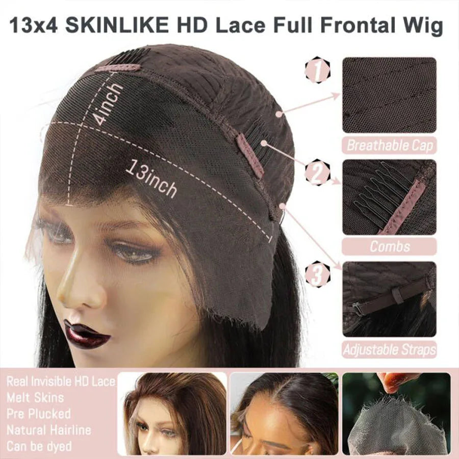 180% Short Curly Bob 13x4 HD Lace Full Frontal Human Hair Wigs Water Wave Wig Pre plucked Brazilian HD Lace Wig For Black Women