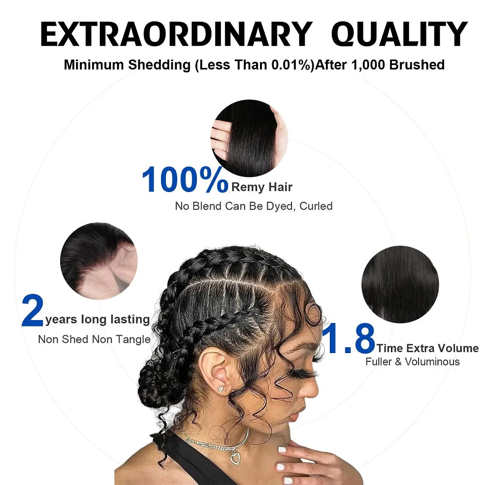 Real Full Lace Wigs 100% Human Hair Wigs Pre Plucked Bleached Knots Straight Hair Wigs For Women
