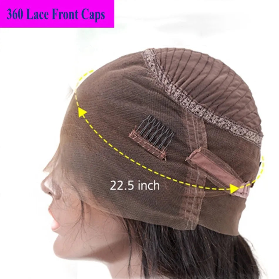 200Density Silky Straight Fringe Human Hair Wigs with Bangs Pre Plucked Highlight Brown 13x6 Deep Part Lace Front Wigs Remy Hair