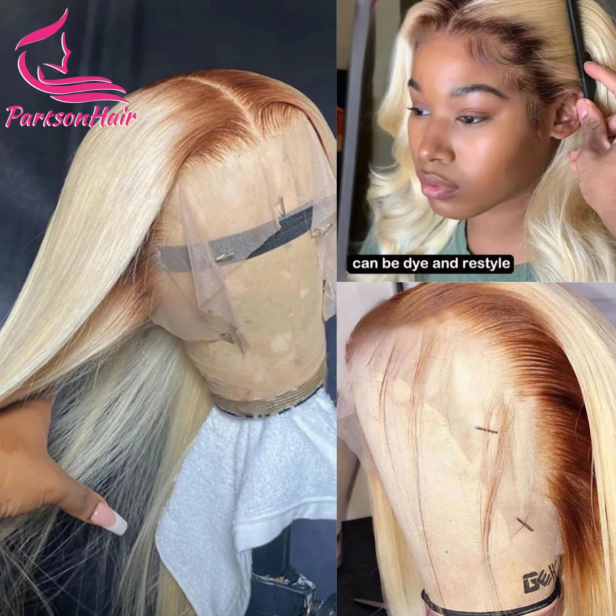 Blonde Colored Human Hair Wig 13x6 13x4 Transparent Lace Front Wig For Women PrePlucked Blonde Human Hair Wig With Dark Root