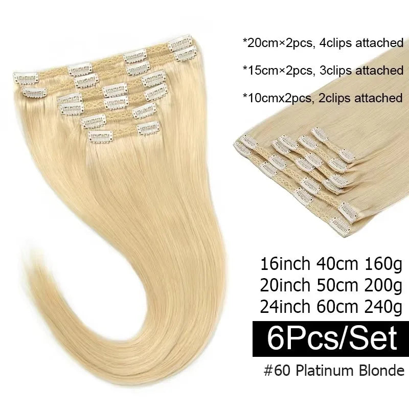 #2 Darkest Brown Clip in Extensions Human Hair Big Volume Seamless Clip in Hair Extensions 6PCS Full Head For Thick Raw Hair