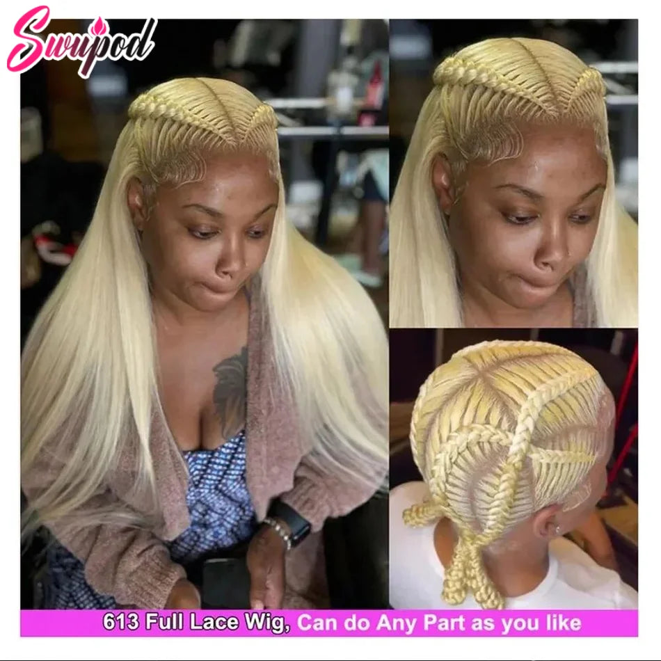 Full Wig Human Hair 250 Density 613 Blonde Preplucked Straight Full Human Hair Wig Real Glueless Hd Lace Frontwig