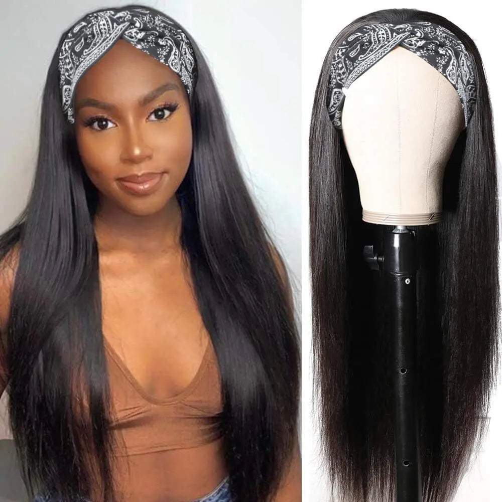 Brazilian Straight Headband Wigs Human Hair On Sale For Women Full Made Machine Virgin Human Hair Wigs 250% Density