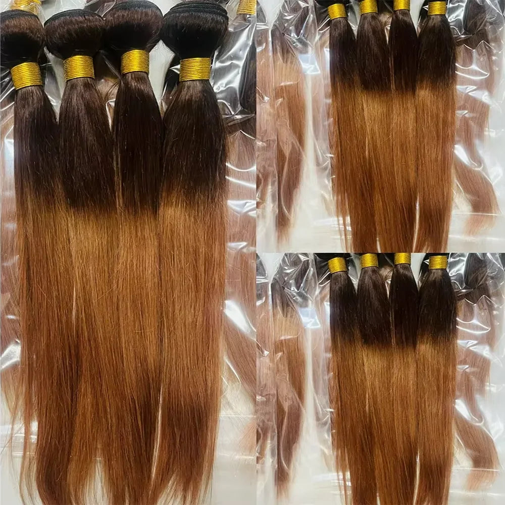 Ombre Human Hair Bundles 12A straight Wave Bundles With Closure 4x4 Brazilian Hair Remy Hair bundles human Hair Extension