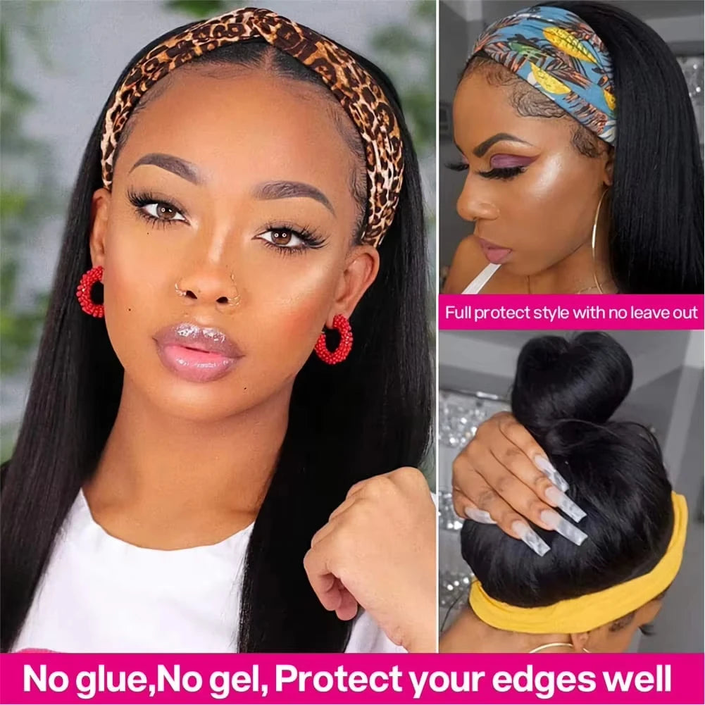 Brazilian Straight Headband Wigs Human Hair On Sale For Women Full Made Machine Virgin Human Hair Wigs 250% Density