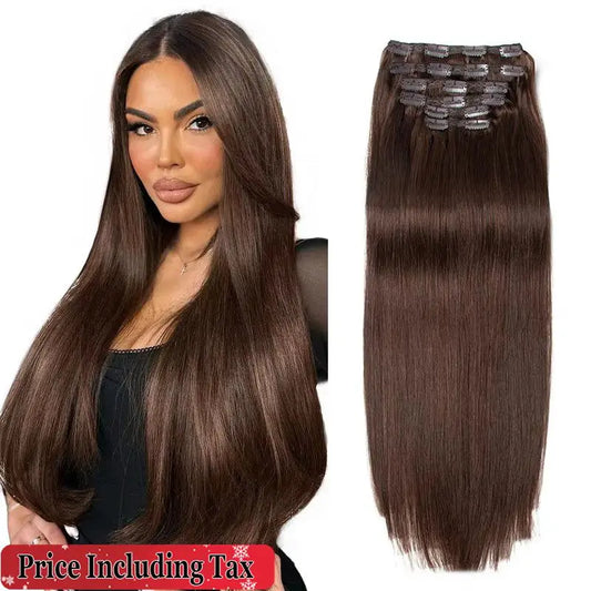 #2 Darkest Brown Clip in Extensions Human Hair Big Volume Seamless Clip in Hair Extensions 6PCS Full Head For Thick Raw Hair