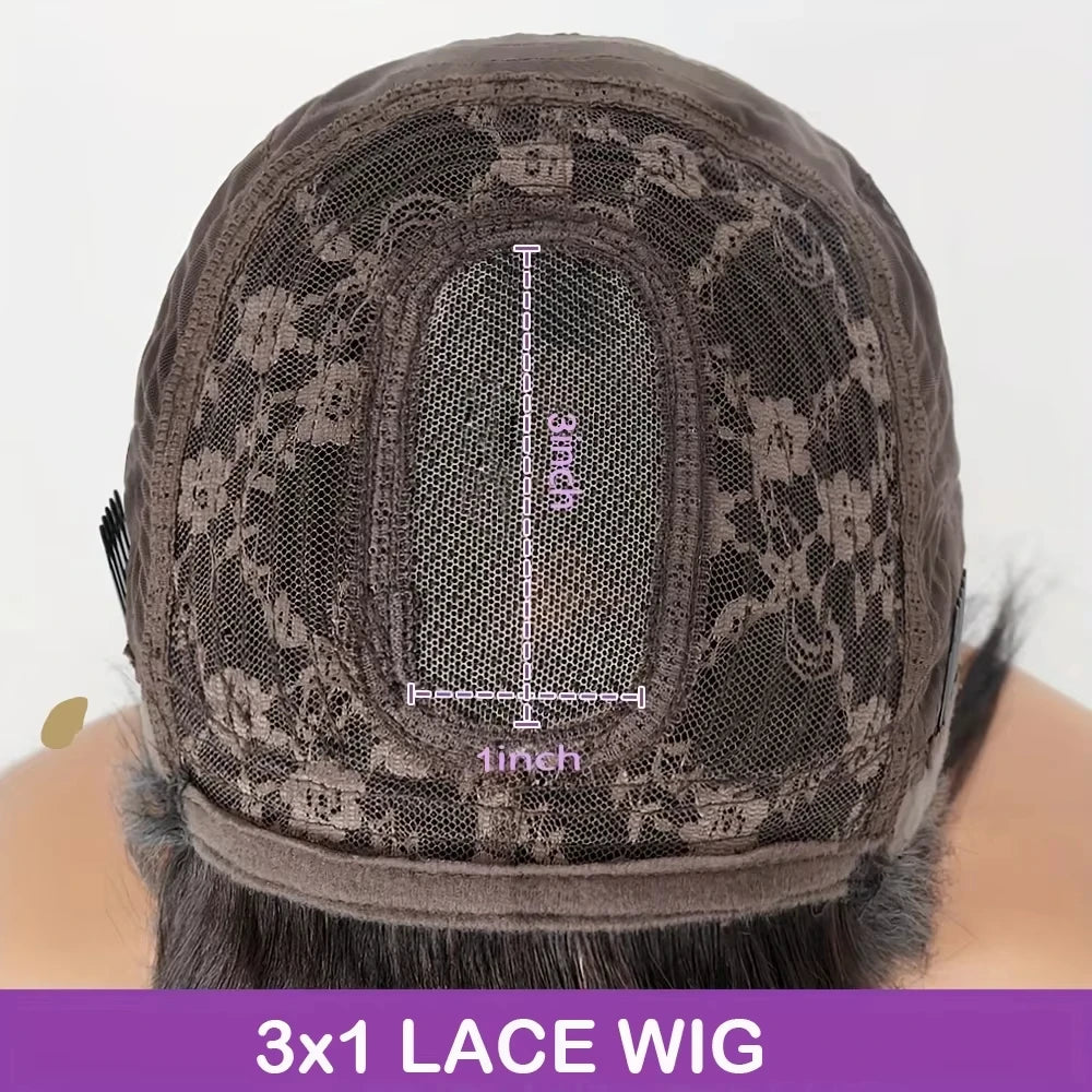 32 34inch Straight Human Hair Wigs with Bangs 3x1 Full Machine Made Wig 200% Density Brazilian Bangs Wig For Women Natural Black