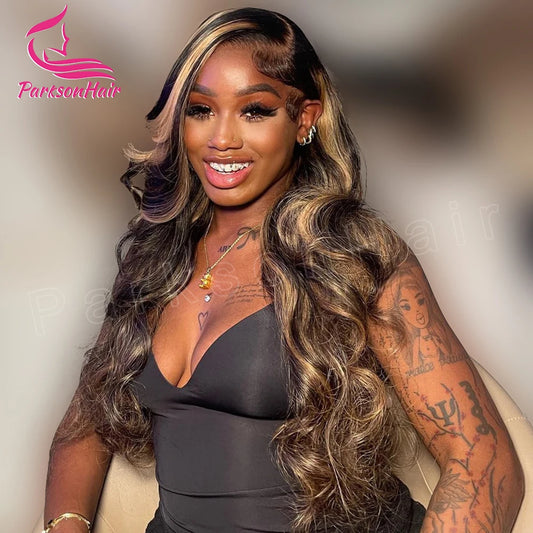 Ready To Wear 13*4 13*6 HD Body Wave Highlight  Black With Blonde Lace Frontal Wigs Human Hair Wig For Black Women Brazilian
