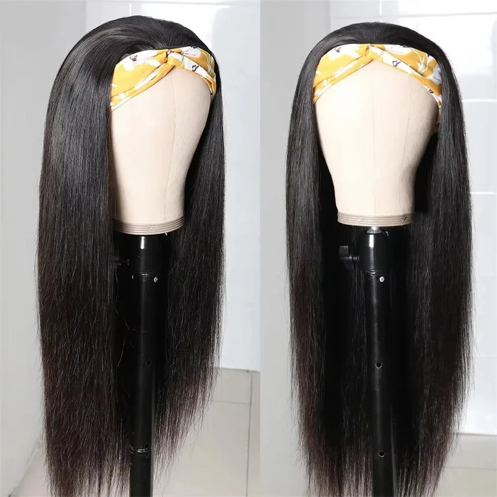 Brazilian Straight Headband Wigs Human Hair On Sale For Women Full Made Machine Virgin Human Hair Wigs 250% Density