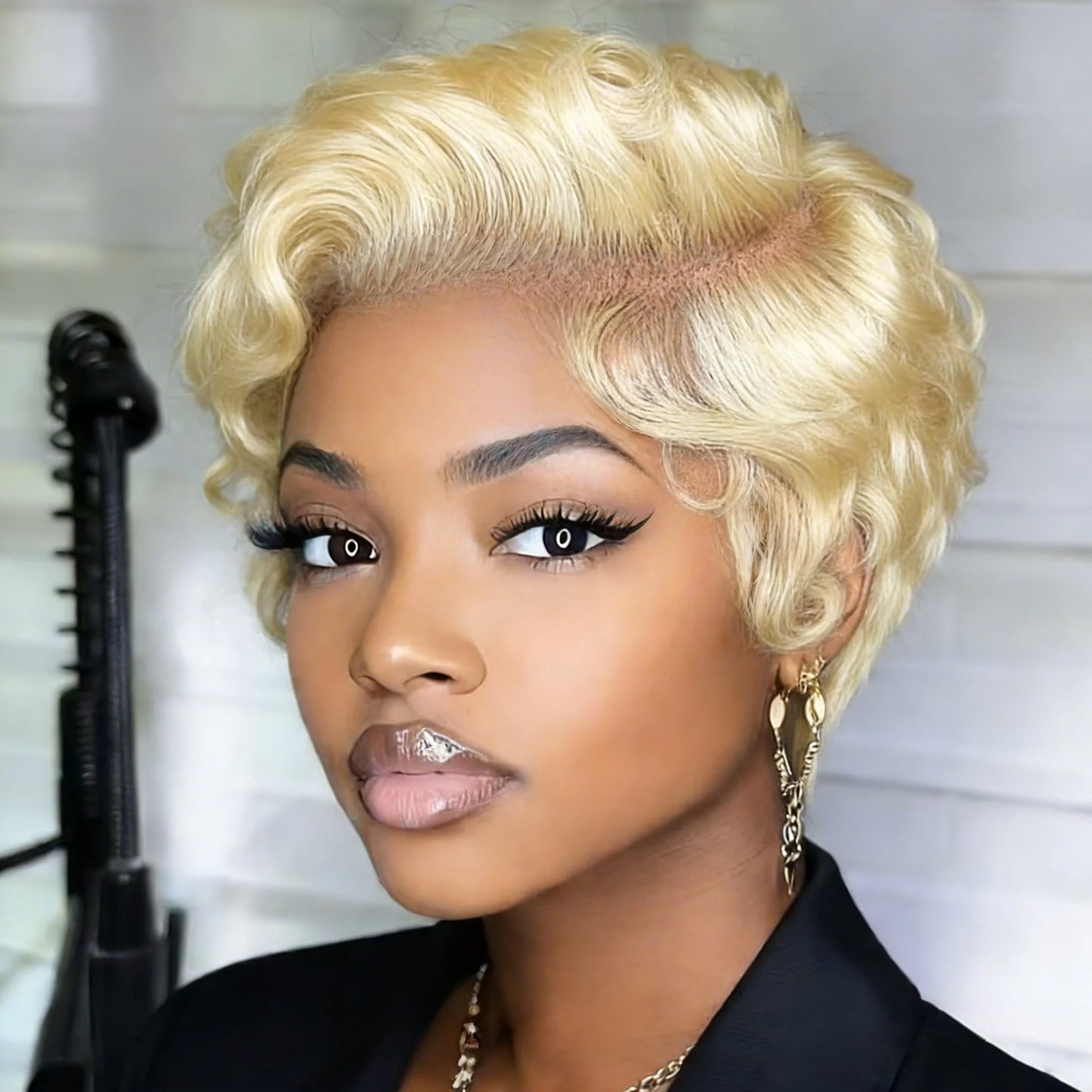 Curly Pixie Cut 13x4 Lace Frontal Wigs Human Hair Short 6inches Layered Curly Wig for Women