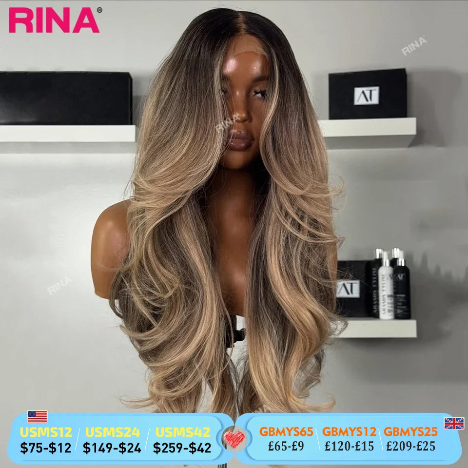 Ombre Blonde Highlight Color 200 Density 13x4 13x6 Human Hair Lace Front Wig Transparent Lace Brazilian Hair For Women Body Wave