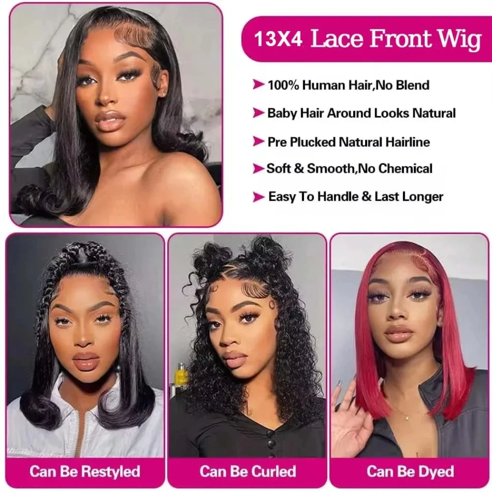 Bob Wig Human Hair 13x4 4x4 5x5 HD Lace Frontal Short Straight Lace Front Bob Wigs for Black Women Human Hair Pre Plucked