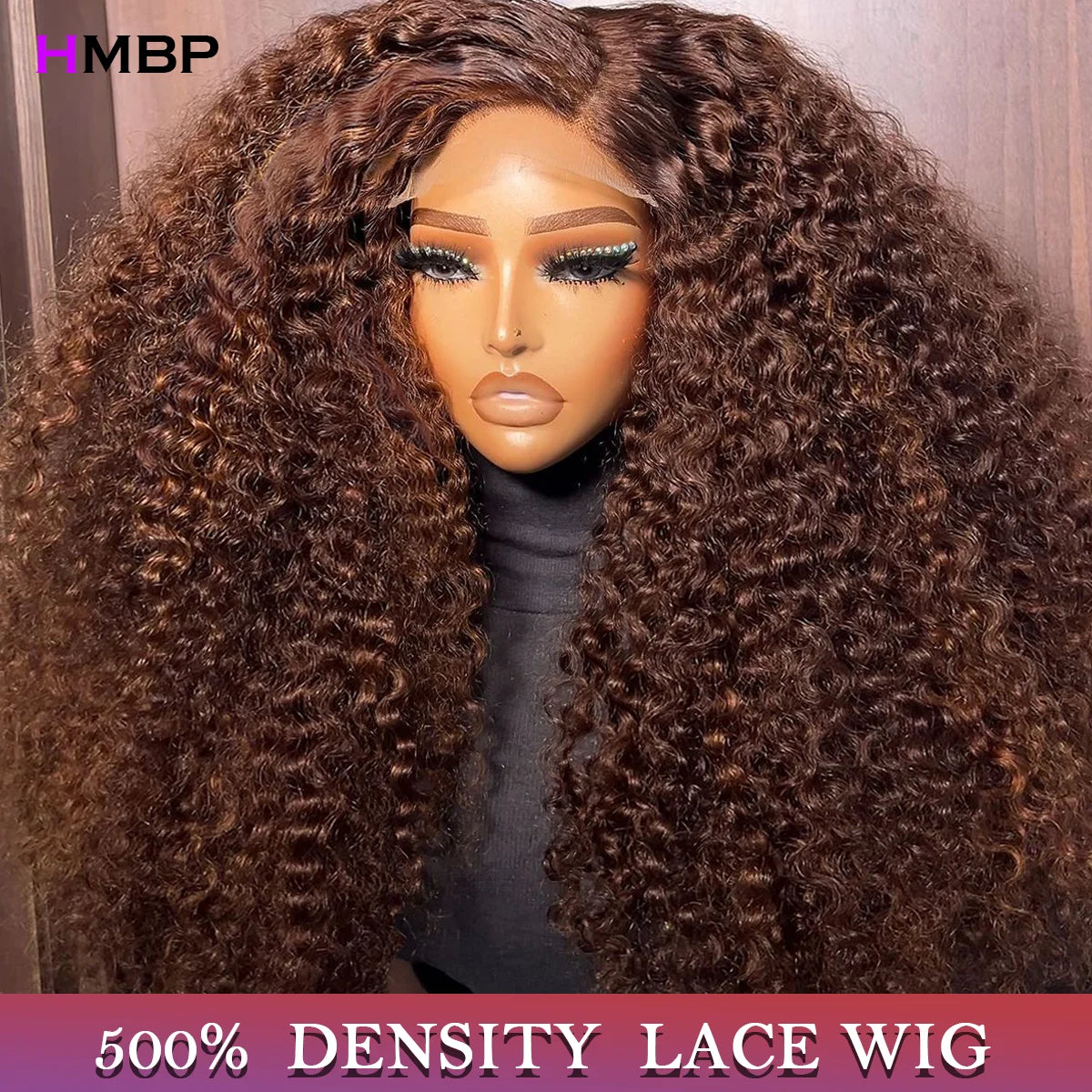 500 Density Chocolate Brown Lace Wigs Human Hair Afro Kinky Curly Glueless Wig Human Hair Ready to Wear 13x6 Hd Lace Frontal Wig