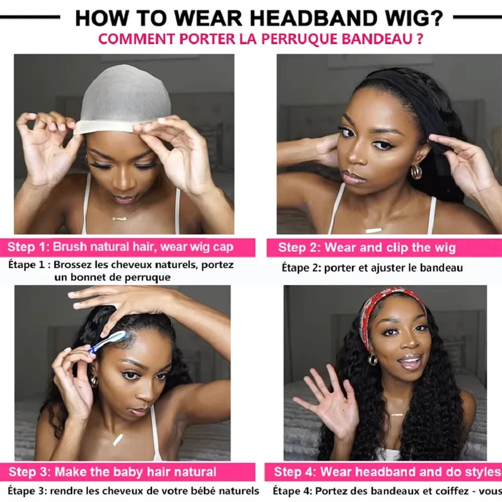 Brazilian Straight Headband Wigs Human Hair On Sale For Women Full Made Machine Virgin Human Hair Wigs 250% Density