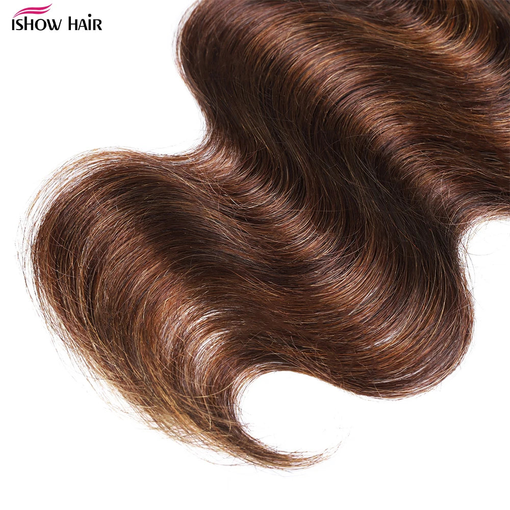 Ishow 1B 4 30 Bundles With Frontal Ombre Highlight Body Wave With 13x4 Transparent Lace Frontal Brazilian Virgin Human Hair