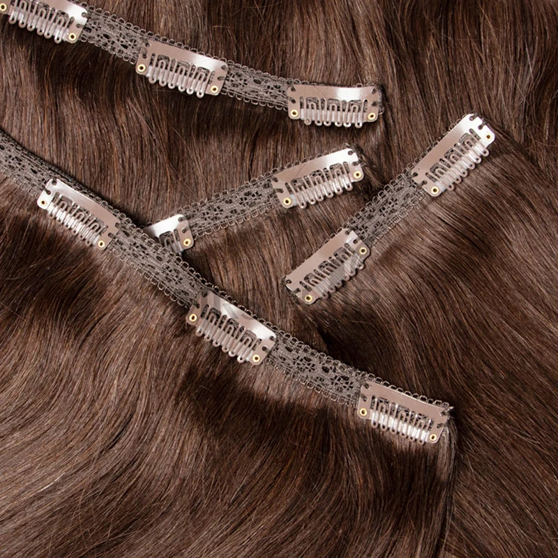 #2 Darkest Brown Clip in Extensions Human Hair Big Volume Seamless Clip in Hair Extensions 6PCS Full Head For Thick Raw Hair