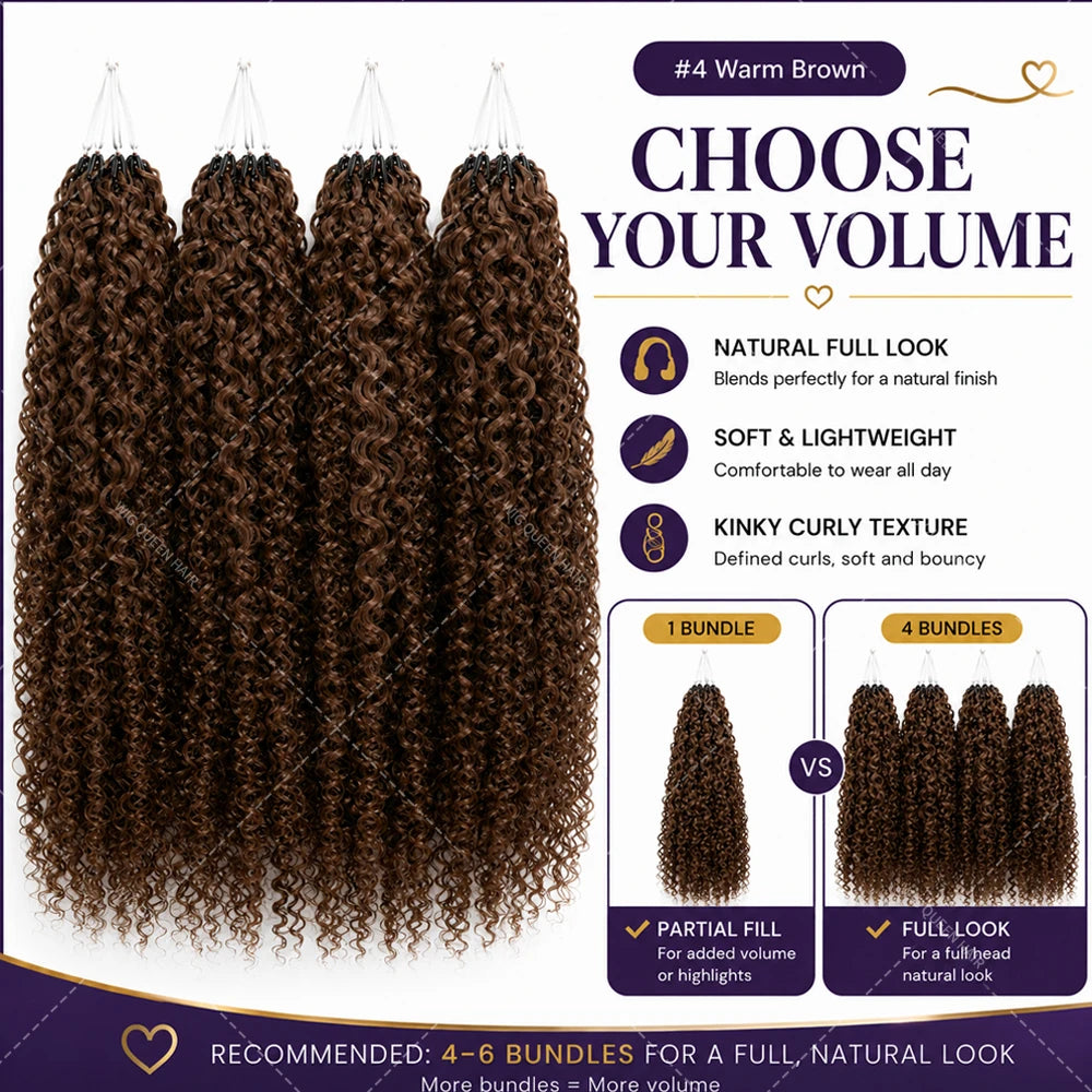Brown Curly Deep Wave Miracle Knots Feather Crochet Human Hair For Braiding Boho Braids Pre-Separated 100% Human Hair Extensions