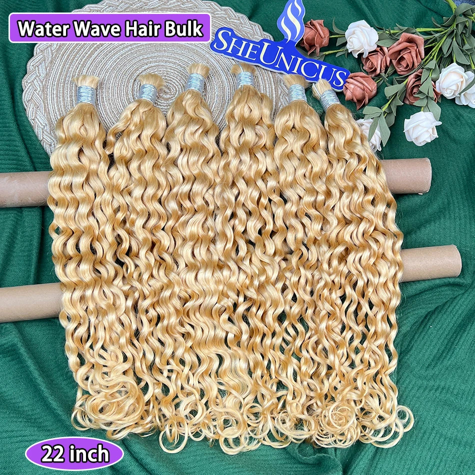 #613 Blonde Color Water Wave Hair Bulk For Braiding 100% Unprocessed Human Hair Extension 100grams No Weft Raw Virgin Hair