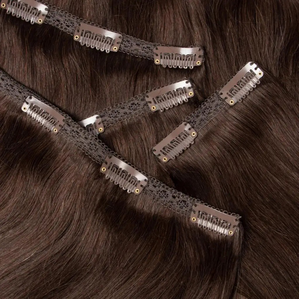 #2 Darkest Brown Clip in Extensions Human Hair Big Volume Seamless Clip in Hair Extensions 6PCS Full Head For Thick Raw Hair