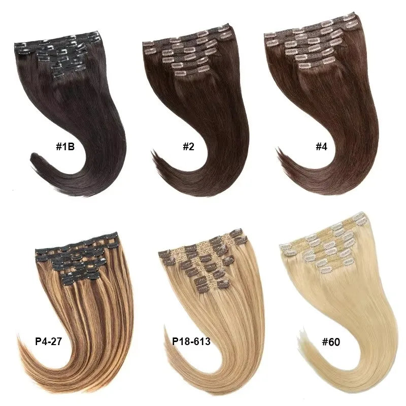 #2 Darkest Brown Clip in Extensions Human Hair Big Volume Seamless Clip in Hair Extensions 6PCS Full Head For Thick Raw Hair