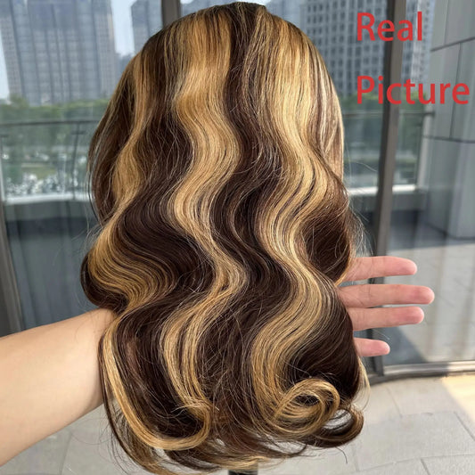16A100% Human Hair P4/27 Body Wave Bob Wigs Human Hair 13x4 HD Lace Frontal Human Hair Wigs 4x4 Closure Lace Wigs For Women 180%