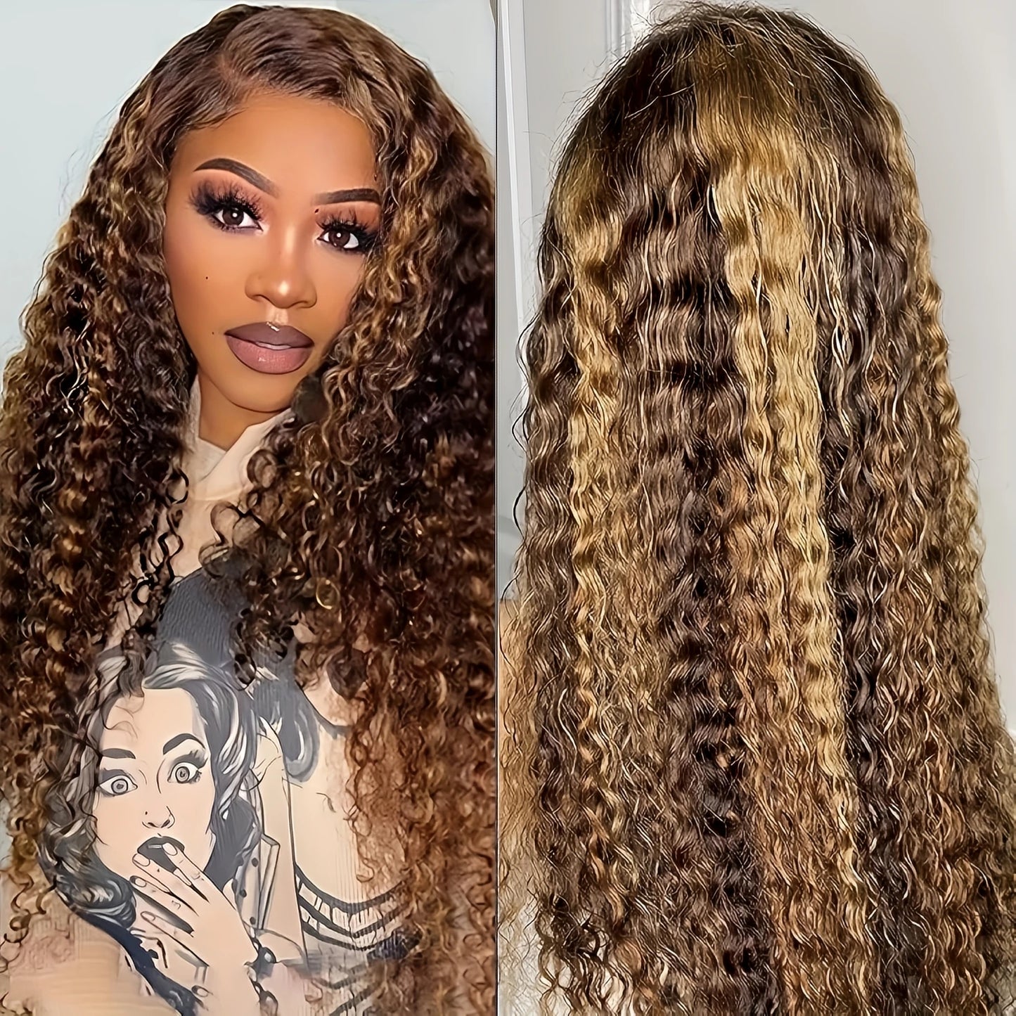 30 40 Inch Human Hair Lace Front Wigs 13x4/13X6 Hd P4/27 Honey Blonde Highlight Ombre Deep Wave Pre Plucked With Baby Hair Curly