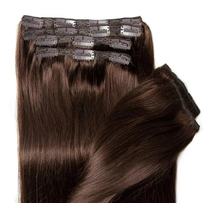 #2 Darkest Brown Clip in Extensions Human Hair Big Volume Seamless Clip in Hair Extensions 6PCS Full Head For Thick Raw Hair